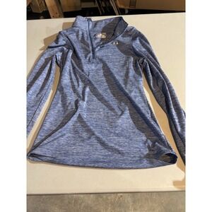 Under Armour‎ Shirt Women Size S Blue Heather Long Sleeve 1/4 Zip Thumbholes